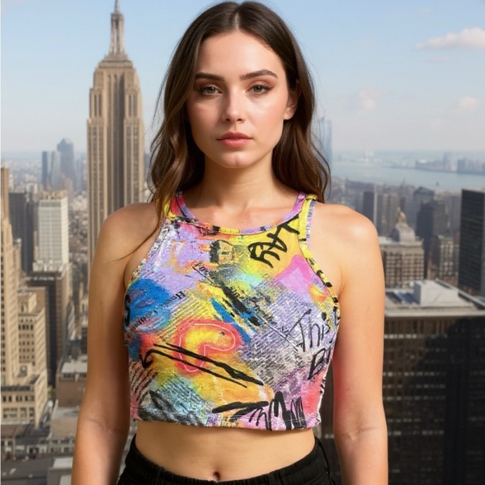NYC Multicolor Abstract Top